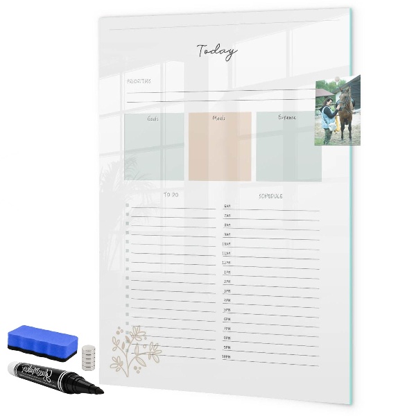 Magnetic dry erase board Daily schedule with space for photos