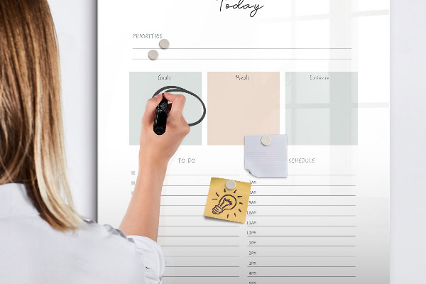 Magnetic dry erase board Daily schedule with space for photos