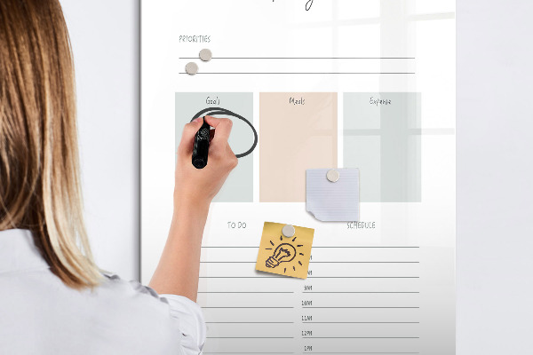 Magnetic dry erase board Daily schedule with space for photos