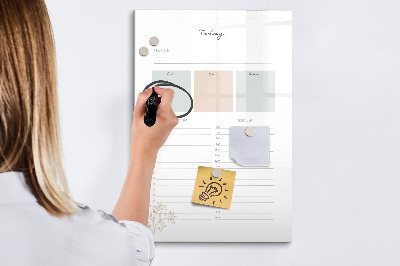 Magnetic dry erase board Daily schedule with space for photos