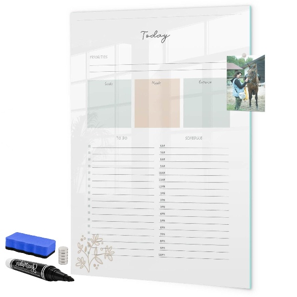 Magnetic dry erase board Daily schedule with space for photos