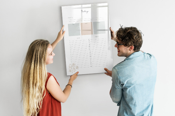 Magnetic dry erase board Daily schedule with space for photos