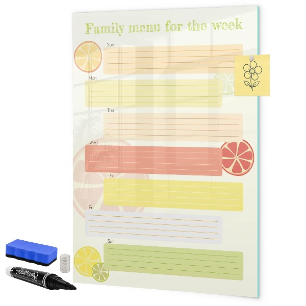 Dry erase board magnetic Family meal plan for the week