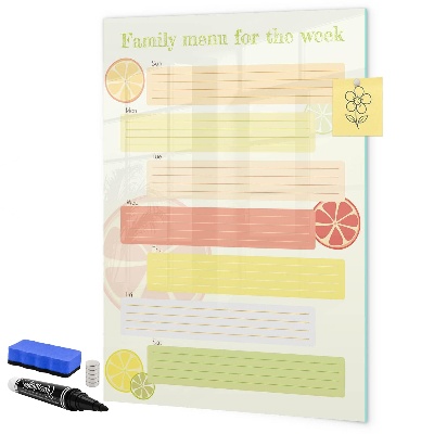 Dry erase board magnetic Family meal plan for the week