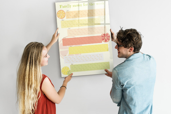 Dry erase board magnetic Family meal plan for the week