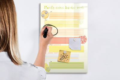 Dry erase board magnetic Family meal plan for the week