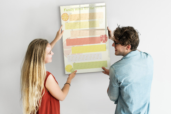 Dry erase board magnetic Family meal plan for the week