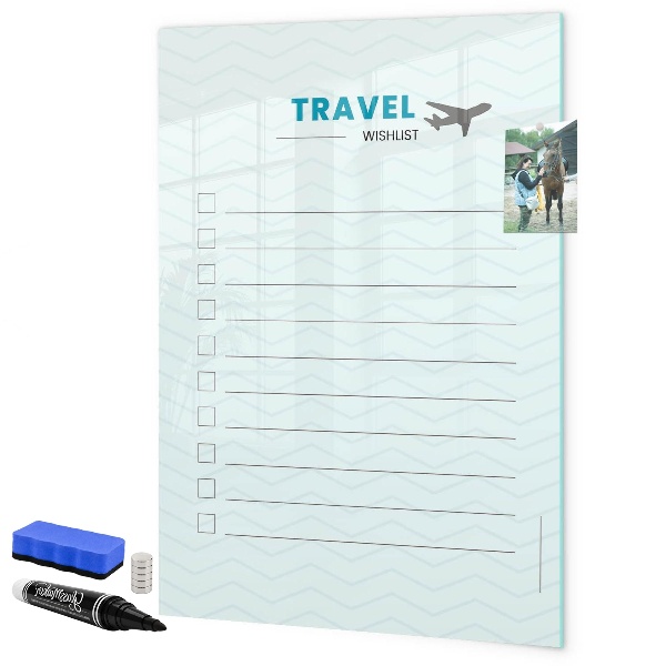 Magnetic dry erase board Travel Wish List with Inspiration