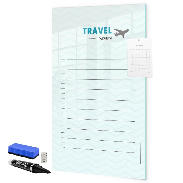 Magnetic dry erase board Travel Wish List with Inspiration