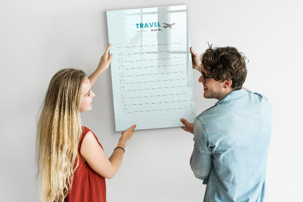 Magnetic dry erase board Travel Wish List with Inspiration