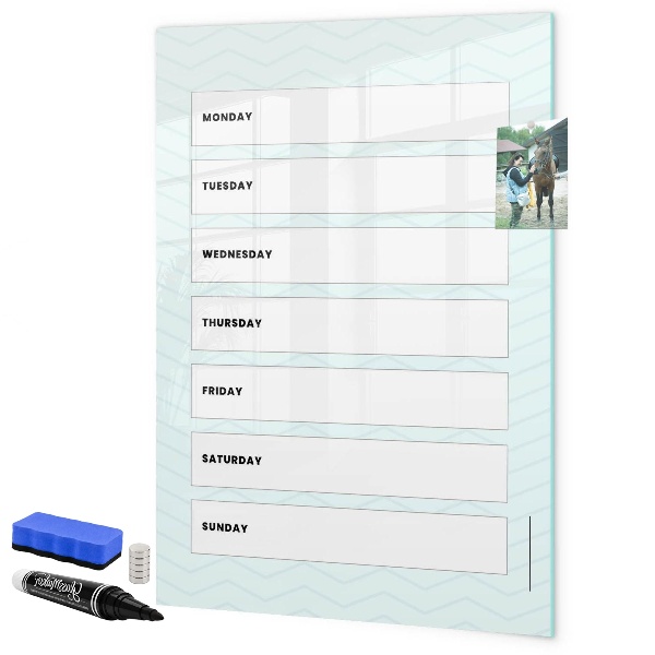 Dry erase board magnetic Weekly planner with space for photos