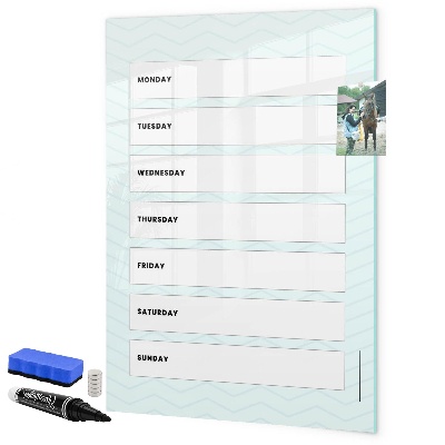 Dry erase board magnetic Weekly planner with space for photos