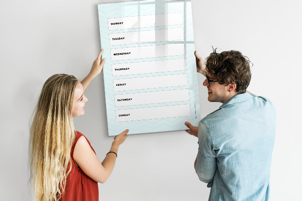 Dry erase board magnetic Weekly planner with space for photos