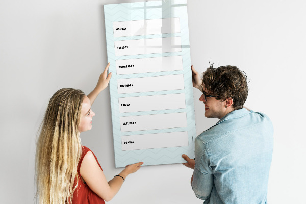 Dry erase board magnetic Weekly planner with space for photos