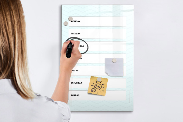 Dry erase board magnetic Weekly planner with space for photos