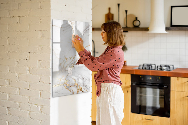 Dry erase board magnetic Stylish marble photo board