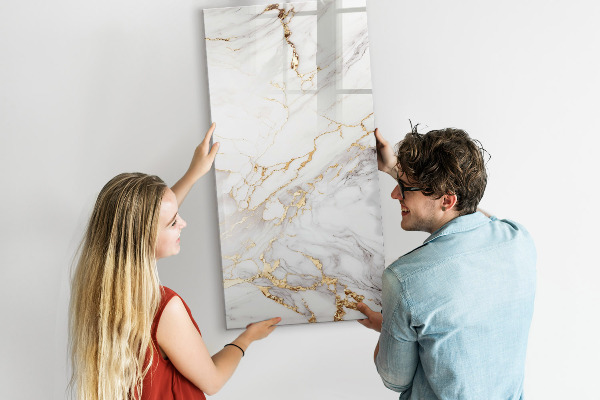 Dry erase board magnetic Stylish marble photo board