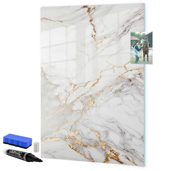 Dry erase board magnetic Stylish marble photo board