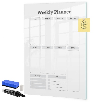Dry erase board magnetic Weekly planner with space for photos