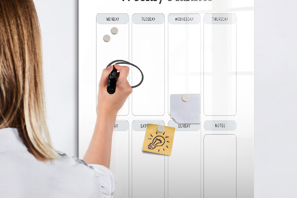 Dry erase board magnetic Weekly planner with space for photos