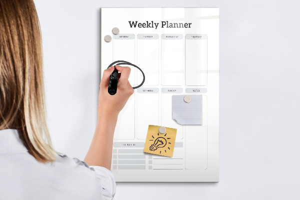 Dry erase board magnetic Weekly planner with space for photos