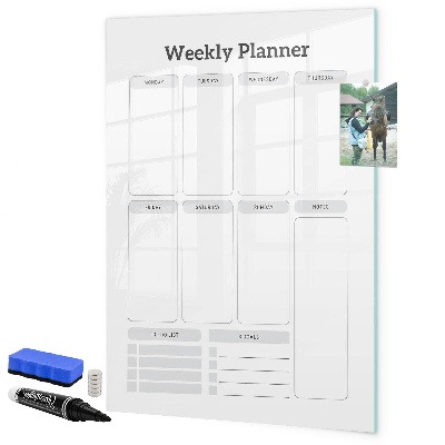 Dry erase board magnetic Weekly planner with space for photos