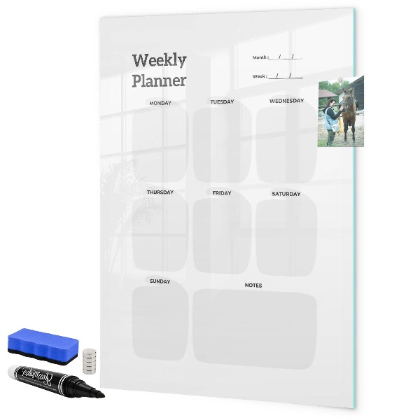 Magnetic dry erase board Weekly planner with space for photos