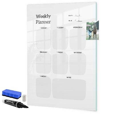 Magnetic dry erase board Weekly planner with space for photos