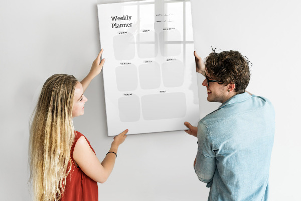 Magnetic dry erase board Weekly planner with space for photos