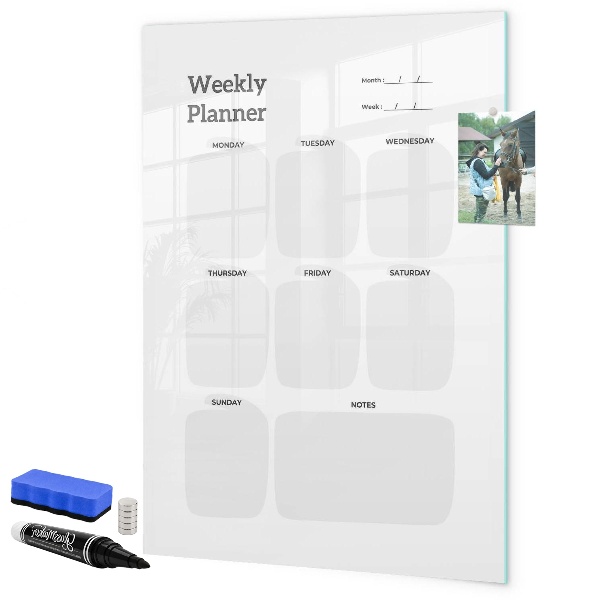 Magnetic dry erase board Weekly planner with space for photos