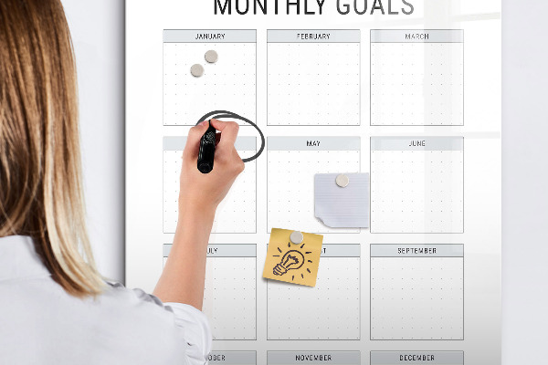 Magnetic dry erase board Planning monthly goals and tasks