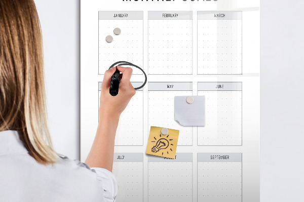 Magnetic dry erase board Planning monthly goals and tasks