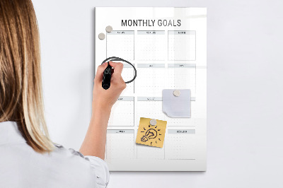 Magnetic dry erase board Planning monthly goals and tasks