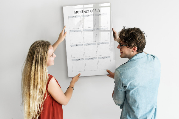 Magnetic dry erase board Planning monthly goals and tasks