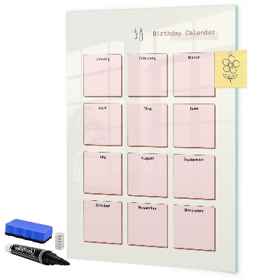 Magnetic dry erase board Birthday calendar with space for photos