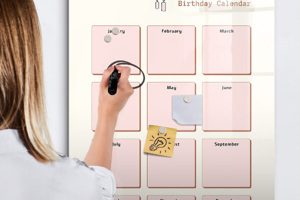 Magnetic dry erase board Birthday calendar with space for photos