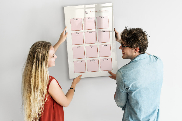 Magnetic dry erase board Birthday calendar with space for photos