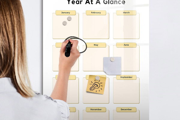 Magnetic dry erase board Annual calendar for personalization