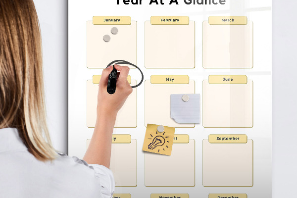 Magnetic dry erase board Annual calendar for personalization