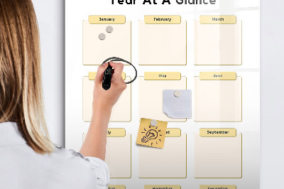 Magnetic dry erase board Annual calendar for personalization