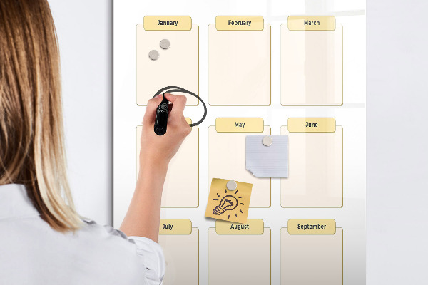 Magnetic dry erase board Annual calendar for personalization