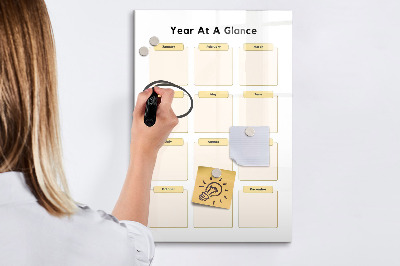 Magnetic dry erase board Annual calendar for personalization