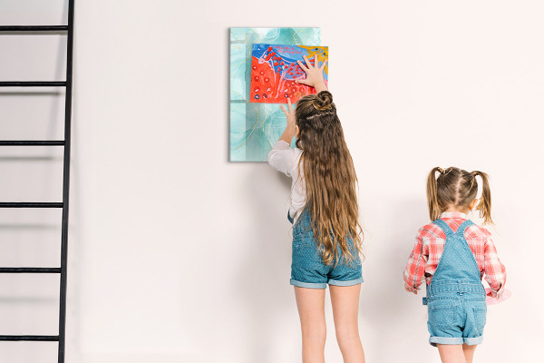 Magnetic dry erase board A colorful board for presenting photos
