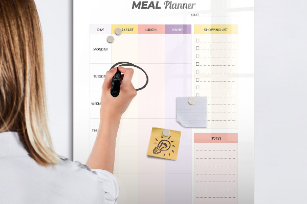 Dry erase board magnetic Meal planner for every week