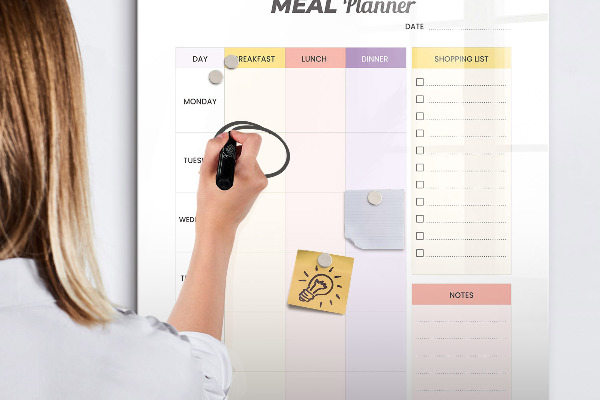 Dry erase board magnetic Meal planner for every week