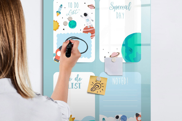 Dry erase board magnetic Planner with space for photos