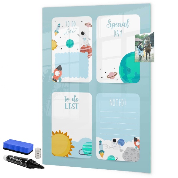 Dry erase board magnetic Planner with space for photos