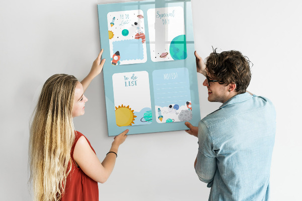 Dry erase board magnetic Planner with space for photos