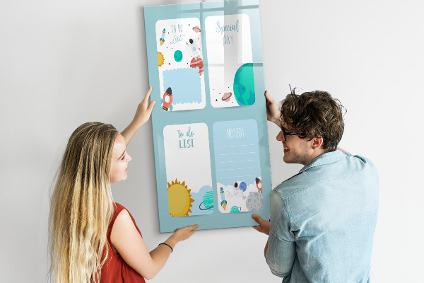 Dry erase board magnetic Planner with space for photos