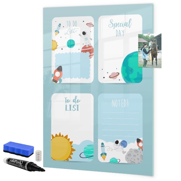 Dry erase board magnetic Planner with space for photos